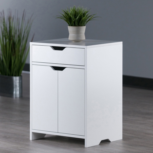 Nova 2-Shelf Storage Cabinet with 1-Drawer Storage Cabinet - White