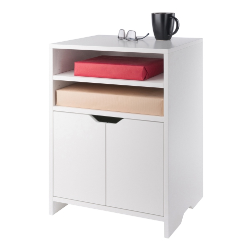 Priyas Home Goods Nova Open Shelf Storage Cabinet, White