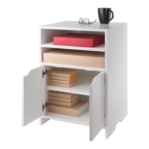 Priyas Home Goods Nova Open Shelf Storage Cabinet, White