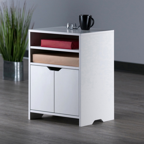 Priyas Home Goods Nova Open Shelf Storage Cabinet, White