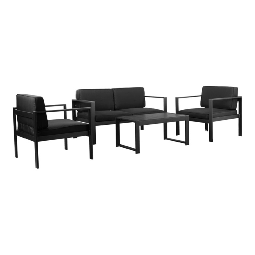 PANGEA HOME  Karen 4-Piece Modern Aluminum Frame Outdoor Sofa Set In In Black
