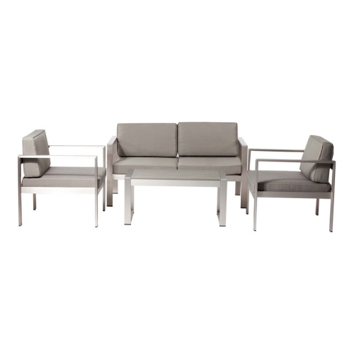 PANGEA HOME  Karen 4-Piece Aluminum Frame Outdoor Sofa Set In Taupe In Gray