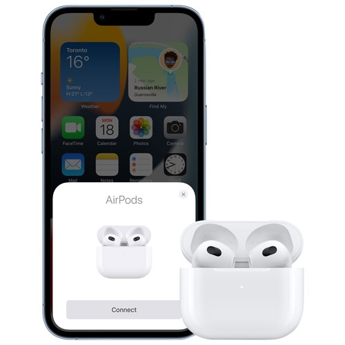 Remis à neuf - Écouteurs boutons 100 % sans fil AirPods (3rd génération) d'Apple avec étui de recharge Lightning - Blanc