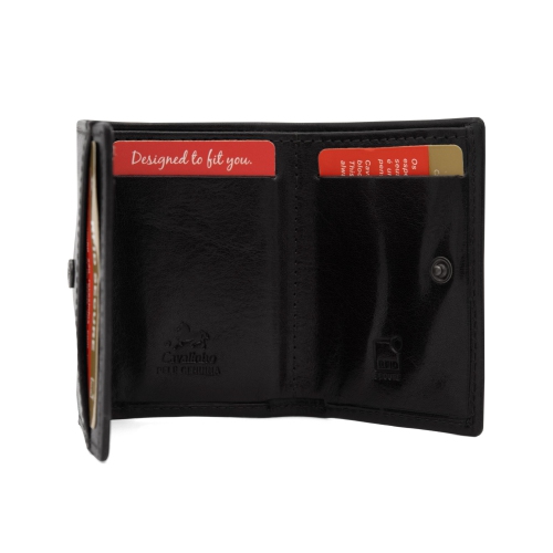 Cavalinho Trifold Mini Leather Wallet - Black - handmade in Portugal & RFID protected