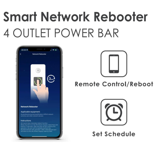 SmartH smart network Rebooter (SH-NR 2.1)- Remotely reboot your modem,4 smart outlets ,2 USB Charging ports