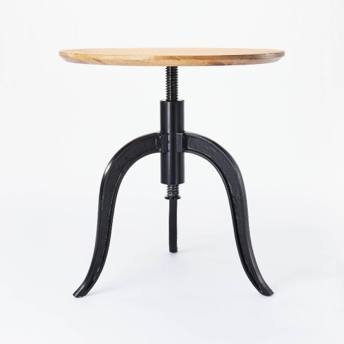 THRESHOLD  Round Wood End Table With Adjustable Height - In Brown