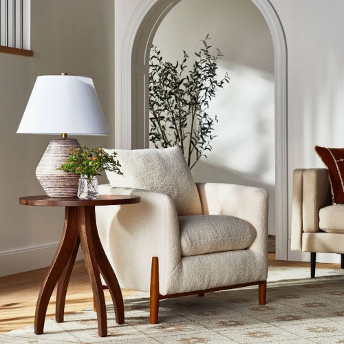 Surfside Round Wood Knock Down Accent Table With Curved Legs Brown