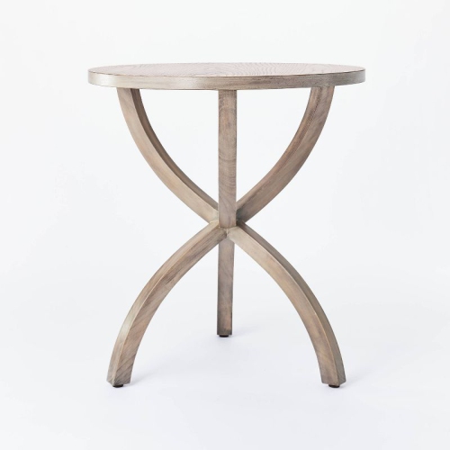 Image 1 de 4.. Table d'appoint Mesa Verde en bois à pieds courbés - Gris