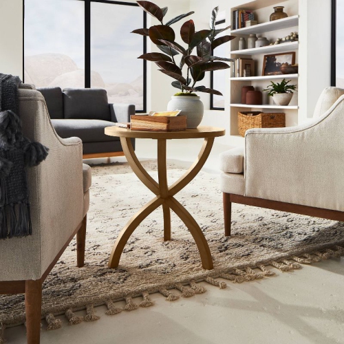 Mesa Verde Wood Curved Leg Accent Table - Natural