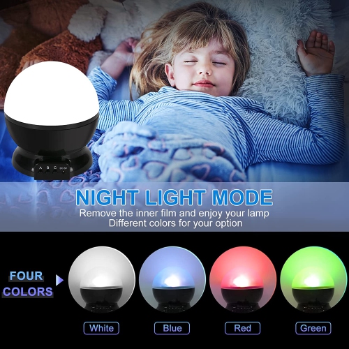 Star Night Light for Kids, Moon and Star Projector 360 Degree Rotation - 4 LED Bulbs 9 Light Color Changing with USB Cable.