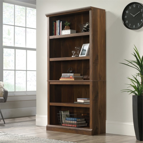 Sauder Misc Modern Storage 5-Shelf Tall Wood Bookcase in Brown