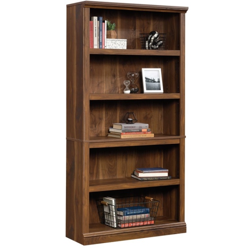 Sauder Misc Modern Storage 5-Shelf Tall Wood Bookcase in Brown