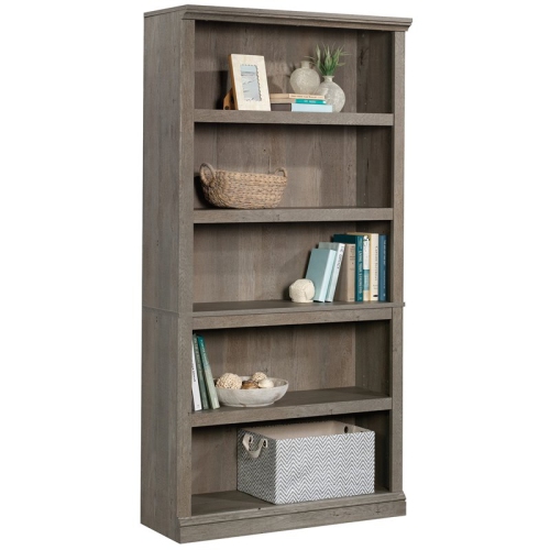 Pemberly Row Contemporary 5-Shelf Tall Wood Bookcase in Mystic Oak