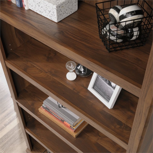 Pemberly Row Contemporary 5-Shelf Tall Wood Bookcase in Grand Walnut