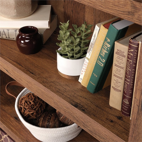 Sauder – grande bibliothèque en bois à 5 tablettes, chêne rétro, divers