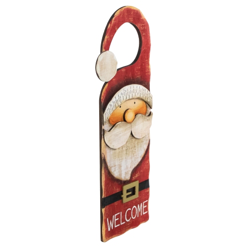 14" Santa Claus "Welcome" Christmas Door Knob Hanger