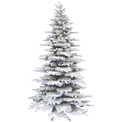 FRASER HILL FARM  7.5-Ft. Flocked Mountain Pine Christmas Tree In White Both the tree and wreath