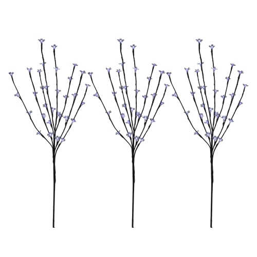 NORTHLIGHT  Set Of 3 Pre-Lit Cherry Blossom Artificial Tree Branches, 72 Pure Led Lights In White