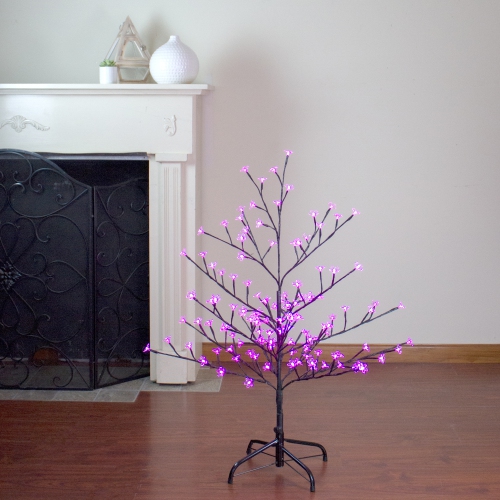 4' Pre-Lit Sakura Cherry Blossom Flower Artificial Tree - Pink LED Lights
