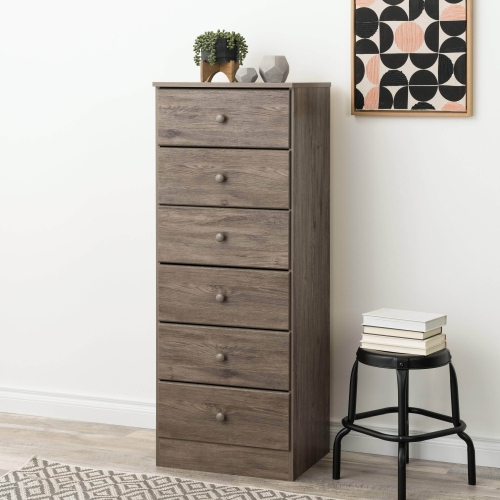 Astrid 6-Drawer Tall Chest - Drifted Grey