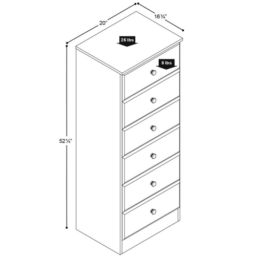 Astrid 6-Drawer Tall Chest - Drifted Grey