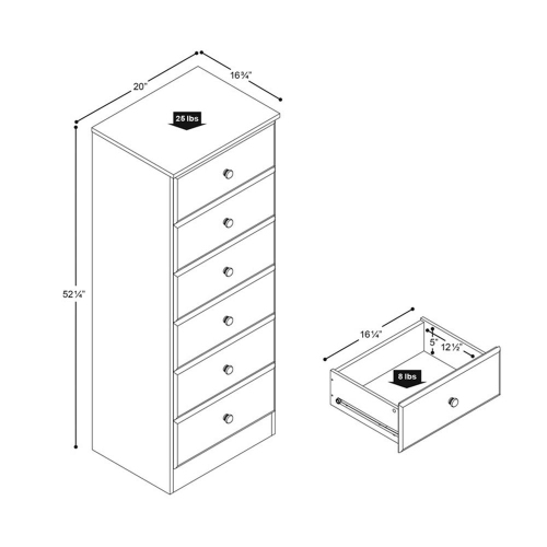Astrid 6-Drawer Tall Chest - Drifted Grey