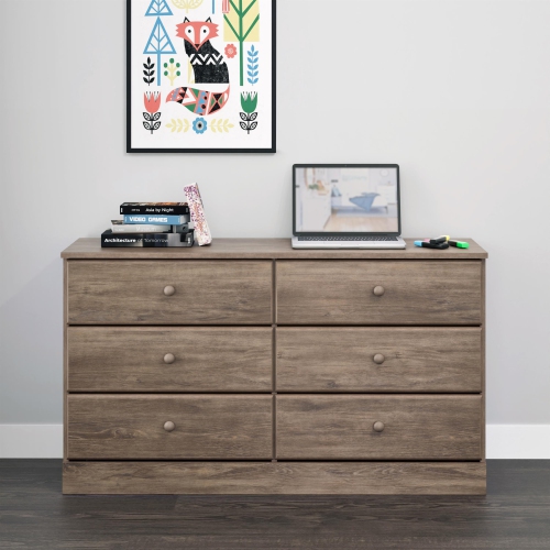 Astrid 6-Drawer Dresser - Drifted Grey