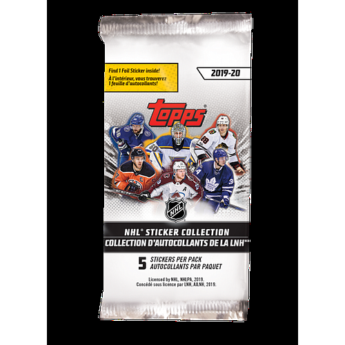 Topps 2019-20 NHL Sticker Collection Pack 5 autocollants par paquet