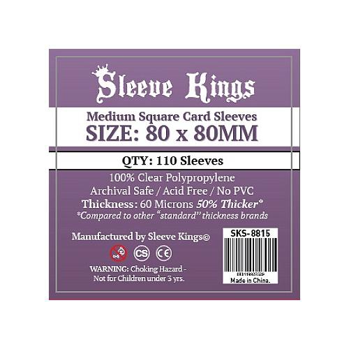 Sleeve Kings Board Game "Medium Square" Size Card Sleeve Clear&nbsp;(80mm x 80mm) 110 Sleeves Per Pack