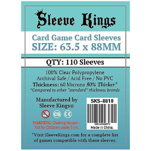 Pochettes pour cartes de jeu de cartes format standard de Sleeve Kings, transparentes&nbsp;(63,5&nbsp;mm x 88&nbsp;mm), 110 pochettes par paquet