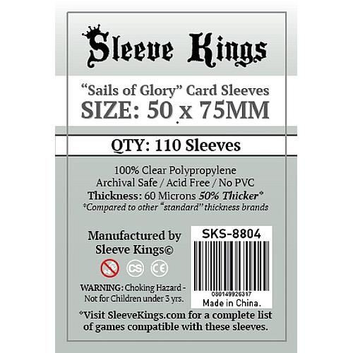 Sleeve Kings Board Game "Sails of Glory" Size Card Sleeves: "Clear"&nbsp;(50mm x 75mm) 110 Sleeves Per Pack