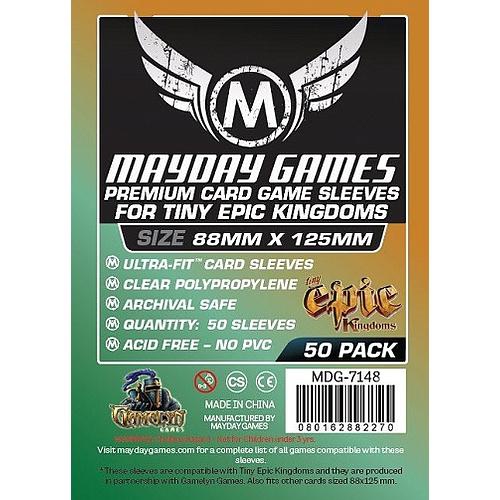 Mayday Games Board Game "Tiny Epic Kingdoms" Size Premium Card Sleeves: "Clear" 50 Thick Sleeves Per Pack