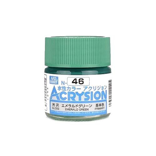 Mr. Hobby Acrysion Color - Emerald Green (N46) 10ml Gloss Acrylic Paint