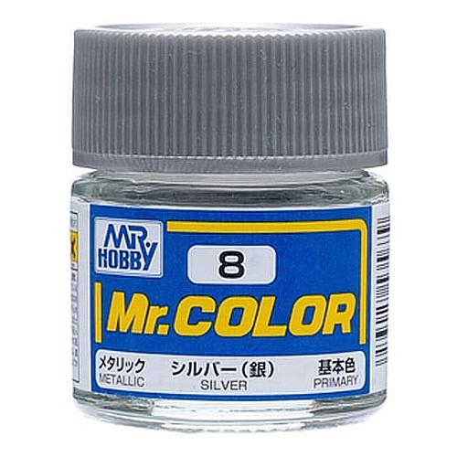 Mr. Hobby Mr. Color 8 - Silver Metallic/Primary (C8) Plastic Model Kit Paint