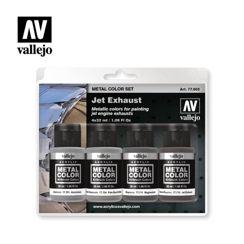 VALLEJO ACRYLICS  4 Metal Color Set - Jet Exhaust (77.602) Plastic Model Kit Paint