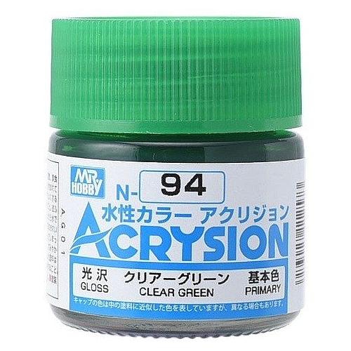 Mr. Hobby Acrysion Color - Clear Green (N94) 10ml Gloss Acrylic Paint