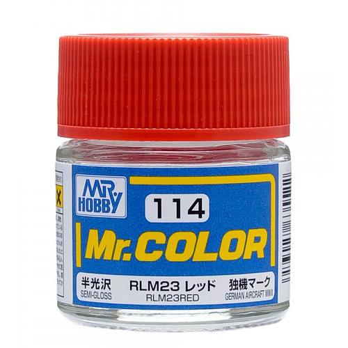 MR. HOBBY  Mr. Color 114 - Rlm23 Semi-Gloss/german Aircraft Wwii (C114) Plastic Model Kit Paint In Red