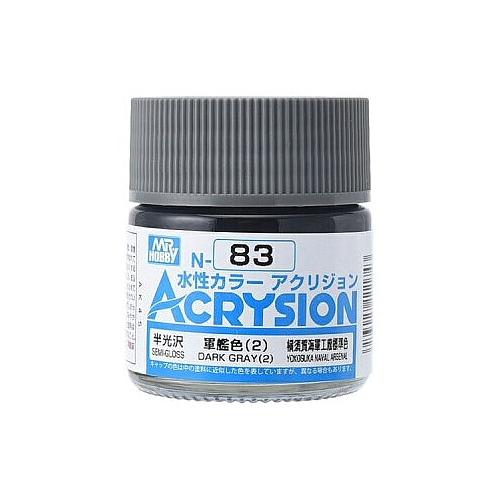 Mr. Hobby Acrysion Color - Dark Gray (Semi-Gloss/Yokosuka Naval Arsenal) (N83) 10ml Semi-Gloss Acrylic Paint