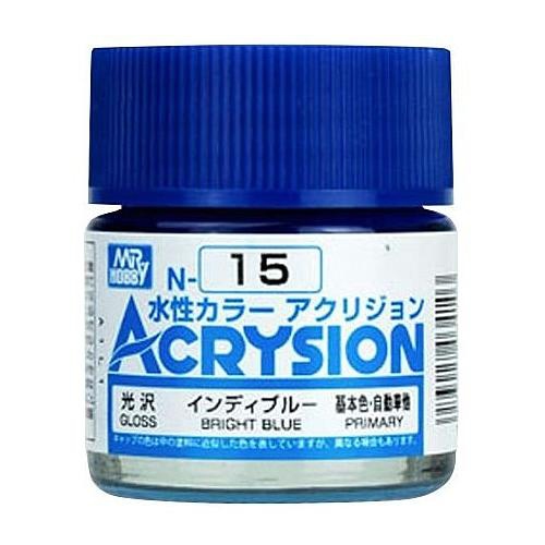 MR. HOBBY  Acrysion Color - Bright (Gloss/primary) (N15) 10Ml Gloss Acrylic Paint In Blue