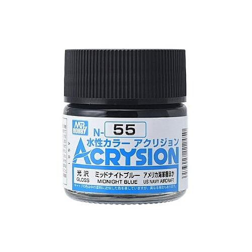 MR. HOBBY  Acrysion Color - Midnight (Gloss/us Navy Aircraft) (N55) 10Ml Gloss Acrylic Paint In Blue