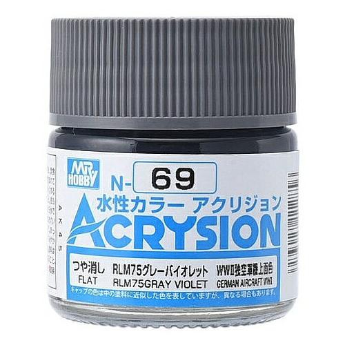 MR. HOBBY  Acrysion Color - Rlm75 Violet (Flat/german Aircraft Wwii) (N69) 10Ml Flat Acrylic Paint In Gray