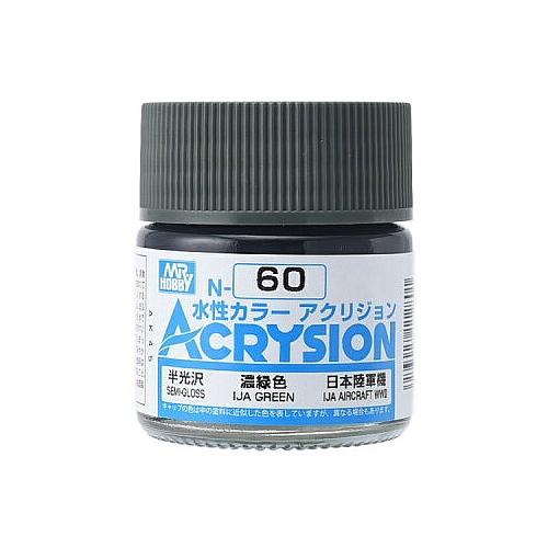 Mr. Hobby Acrysion Color - IJA Green (N60) 10ml Semi-Gloss Acrylic Paint