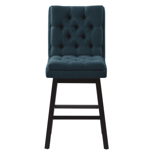 CorLiving DBT-103-B Boston Counter Height Tufted Fabric Barstool, Navy Blue, Set of 2