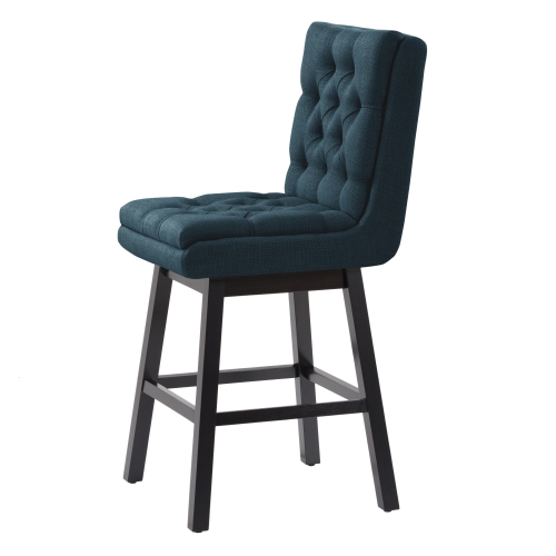 CorLiving DBT-103-B Boston Counter Height Tufted Fabric Barstool, Navy Blue, Set of 2