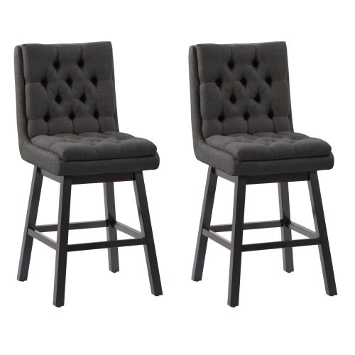 CorLiving DBT-102-B Boston Counter Height Tufted Fabric Barstool, Dark Grey, Set of 2