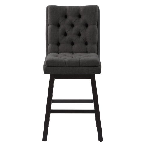 CorLiving DBT-102-B Boston Counter Height Tufted Fabric Barstool, Dark Grey, Set of 2