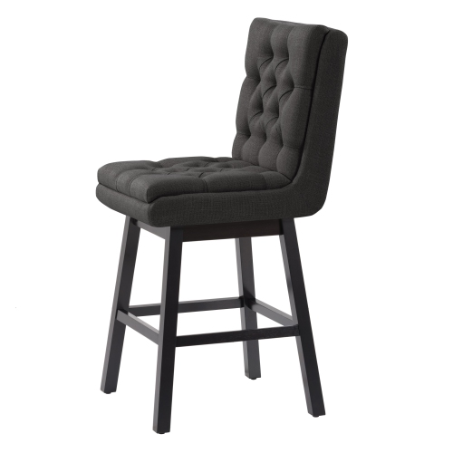 CorLiving DBT-102-B Boston Counter Height Tufted Fabric Barstool, Dark Grey, Set of 2