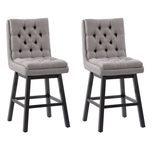CorLiving DBT-104-B Boston Counter Height Tufted Fabric Barstool, Light Grey, Set of 2