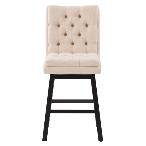 CorLiving DBT-101-B Boston Counter Height Tufted Fabric Barstool, Beige, Set of 2