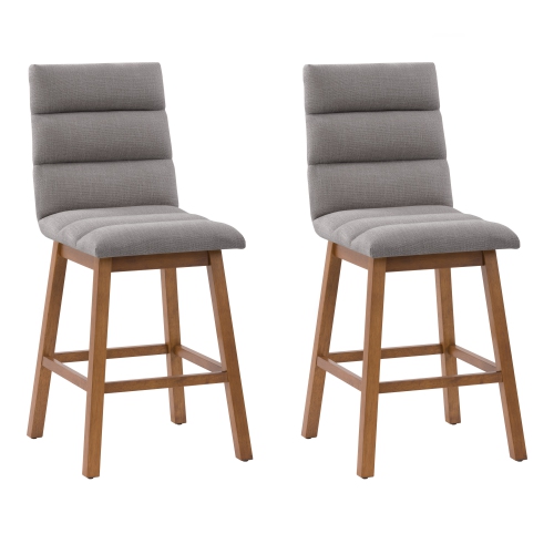 CorLiving DBT-304-B Boston Counter Height Channel Tufted Fabric Barstool, Light Grey, Set of 2
